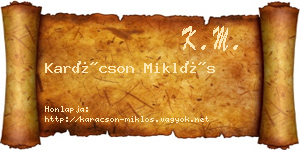 Karácson Miklós névjegykártya