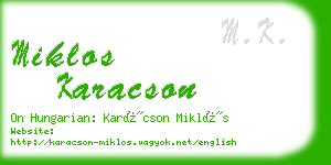 miklos karacson business card